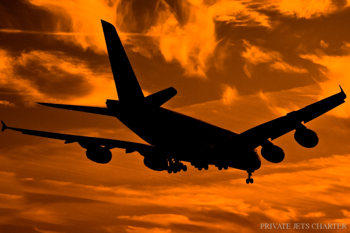 Sunset arrival Private Jets Charter