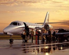 Boarding a Private Jet