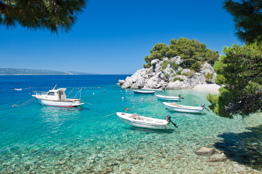 Croatian beach at Brela on Dalmatian Coast 