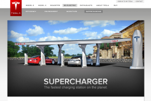 Supercharging stations will be built near dining & shops