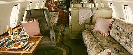 Interior of the Challenger 601 Private Jet