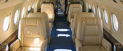Interior of the Falcon 2000 Private Jet