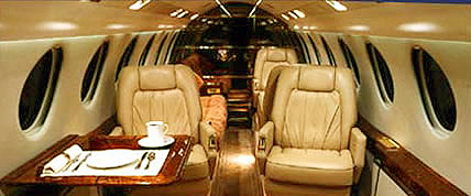 Interior of the Falcon 50 Private Jet