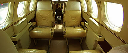 Interior of the King Air 90 Private Jet