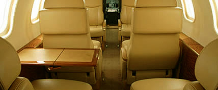 Interior of the Learjet 40 Private Jet