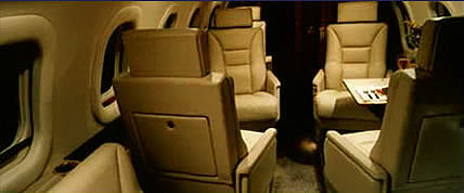 Interior of the Lear 55 Private Jet