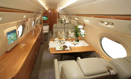 Interior of private jet